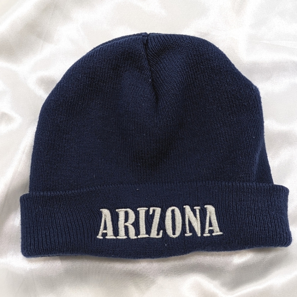 Men's One Size Dark Navy Blue Beanie with Embroidered Arizona by American Crown